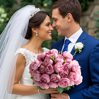 27 têtes de roses en soie, arbustes de fleurs de mariage, bouquet de roses artificielles, fausse plante en soie, bouquets de fleurs en soie pour la décoration