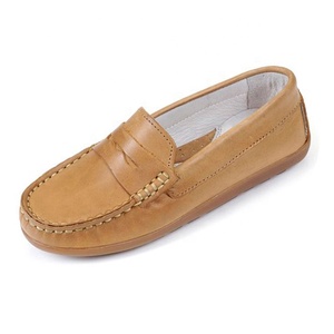 Mocasines de piel auténtica con logotipo personalizado para niños, mocasines informales, venta al por mayor - Product Image 1