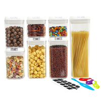 Ensemble de 7 contenants de stockage alimentaire hermétiques pour la cuisine et le garde-manger, en plastique transparent sans BPA, pour l'organisation
