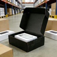 Boîte d'expédition en carton ondulé noir personnalisée, écologique, fabriquée par une usine OEM, emballage pliable pour envoi postal avec logo pour les petites entreprises