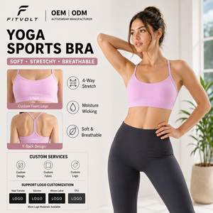FITVOLT Reggiseno Sportivo da Donna con Scollo a U e Doppia Fascia, Top Yoga con Coppe Non Rimovibili e <span class=keywords><strong>Spalline</strong></span> <span class=keywords><strong>Sottili</strong></span> - Product Image 1