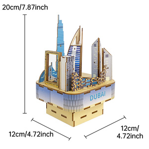 Boîte à musique mécanique en bois 3D DIY de Dubaï avec <span class=keywords><strong>bateau</strong></span> de croisière rotatif, jouet de construction STEM à remonter, cadeau pour adultes et adolescents - Product Image 3