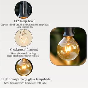 Exterior IP44 impermeable 25FT 25 LED G40 bombillas transparentes globo Navidad cadena de luces para boda, Patio, jardín, Hotel, patio - Product Image 2
