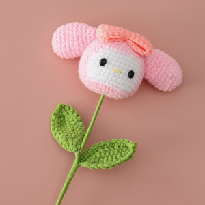 Saint Valentin fait à la main Simulation laine Crochet fleur dessin animé Animal Bouquet cochon Panda lapin Kitty poupée Gif pour enfants enfants - Product Image 4