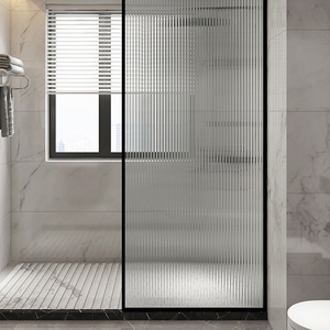 Porte <span class=keywords><strong>de</strong></span> douche coulissante ultra-étroite minimaliste en acier inoxydable 304 avec verre trempé et film anti-explosion – Design minimaliste moderne pour - Product Image 4