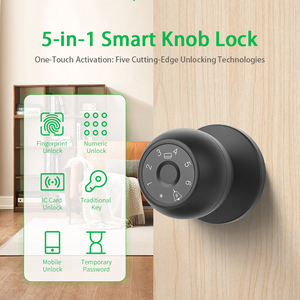 Kunci Pintu <span class=keywords><strong>Digital</strong></span> Sidik Jari Tuya APP Remote Produk & Perangkat Rumah Pintar Kunci Pintu Bulat Pintar Kunci Pintar Kunci Pintu Cerdas - Product Image 5