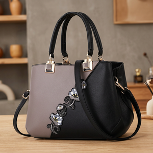 Sac à main pochette pour femme en cuir véritable BS INTERNATIONAL, durable, tendance, avec deux sangles, fermeture éclair, grande capacité, imperméable - Product Image 1