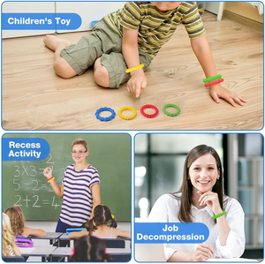 4pcs Silicone Sensory Bracelets Fidget Toys pour Besoins Spéciaux Autisme TDAH Calmant et Silencieux Extensible, Prix Cadeaux pour Filles Garçons - Product Image 5