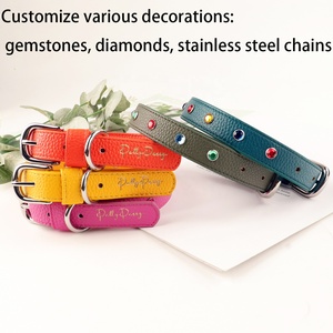 Collar de joyería para mascotas, collar de racimo de cuero de perro con perlas de diamantes de imitación sólidos, Collar de perro de lujo a medida con bronce Hardwear - Product Image 5