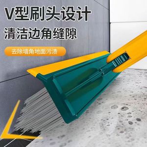 Floor Brush Long Handle Nylon Bristles Dual Purpose <b>Scraper</b> And Brush For Bathroom Tile <b>Cleaning</b> - Product Image 5