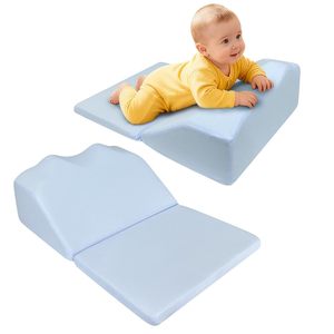 Coussin incliné anti-régurgitation pour bébé, pliable, fermeté moyenne, coussin de soutien pour allaitement nouveau-né, bleu - Product Image 1