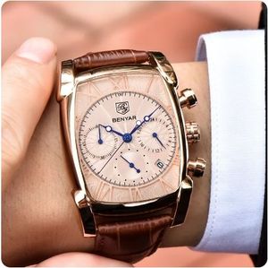 Reloj de Cuarzo BENYAR 5113 para Hombre, Reloj de Pulsera Luminoso de Lujo con Correa de Cuero y Cronógrafo, Reloj Masculino - Product Image 2