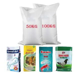China BOPP laminado reciclado PP tejido bolsa 25kg 50Kg Tejido PP bolsa para alimentación embalaje alimentación de aves