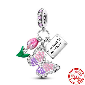 Abalorios de Plata de Ley 925 con la Frase 'I Love My Family', <span class=keywords><strong>para</strong></span> Pulseras y Colgantes, Joyería de Corazón, Regalo - Product Image 4