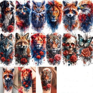 Autocollants de <span class=keywords><strong>tatouage</strong></span> temporaire Tough Beast, grands motifs d'animaux en aquarelle pour le bras, <span class=keywords><strong>faux</strong></span> tatouages animaux pour hommes et femmes - Product Image 4