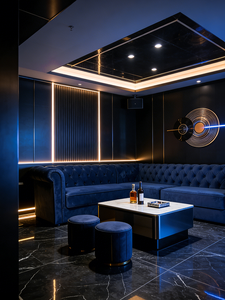 Divano a <span class=keywords><strong>L</strong></span> di Lusso in Velluto con Schienale Trapuntato e Tavolino in Marmo per KTV, Nightclub, Bar, Lounge e Sale VIP - Product Image 6