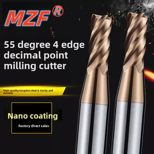HRC55 درجة عشري طحن نقطة القاطع التنغستن سبائك الصلب 4-حافة المغلفة نقطة نهاية مطحنة القاطع مسطحة القاع - Product Image 2