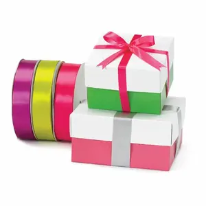 Boîtes cadeaux de décoration de fête de mariage d'anniversaire lavables en plastique rubans de satin d'emballage