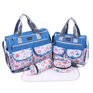 Conjunto de <span class=keywords><strong>bolsa</strong></span> de <span class=keywords><strong>maternidad</strong></span> con estampado de arcoíris, tela Oxford, impermeable, expandible, bolso de hombro para mujer, suministros prenatales y posparto - Product Image 1