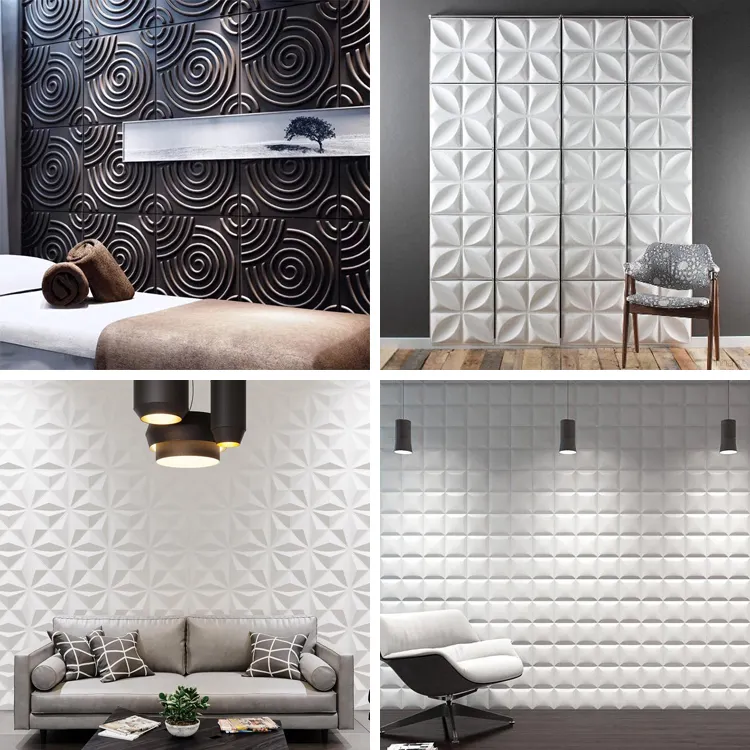 Painéis de parede geométricos 3d pvc, placa de isolamento som decorativa pvc