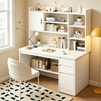 Bureau d'ordinateur de bureau, bureau domestique avec étagère intégrée, bureau simple avec bibliothèque combinée, bureau d'étudiant pour chambre à coucher