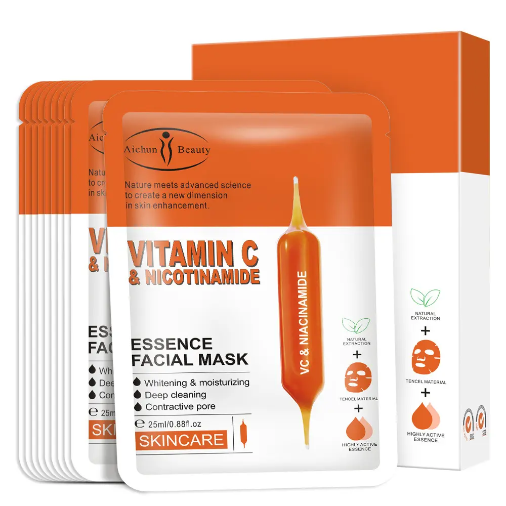 VC bản chất giữ ẩm và làm trắng tấm mặt nạ vitamin C mặt nạ trên khuôn mặt