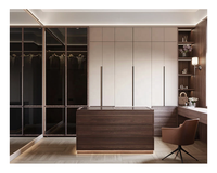 Armoire coulissante de luxe sur mesure en cuir pour chambre à coucher, grande armoire pour femmes avec miroir