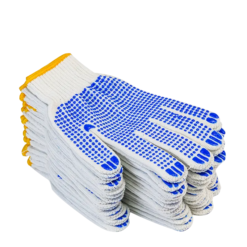 Guantes antideslizantes de punto de algodón de uso general de punto de algodón guantes de puntos de PVC guantes de mano de trabajo de seguridad