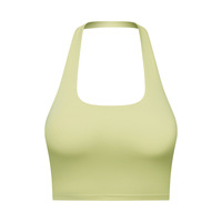 Sujetador deportivo OEM para mujer, con cuello halter, acolchado, de alta elasticidad, ajuste ceñido, para correr, gimnasio, fitness, marca privada, venta al por mayor