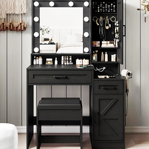 Ensemble de commode moderne de luxe sur mesure pour chambre à coucher avec miroir lumineux, tiroirs, petite pièce, meuble de maquillage, design de meubles - Product Image 5