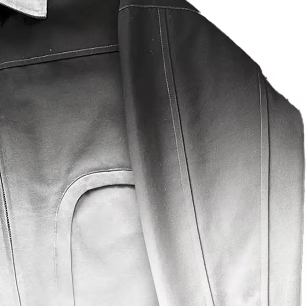 Casaco bomber masculino de tecido de lona com zíper e bolsos preto e branco minimalista