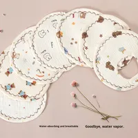Bavoirs pour bébé de classe A en pur coton, nouveau-né, six couches, antibactérien, absorbant, dessin animé, bavoir pour manger