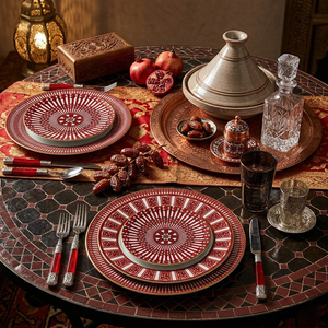 Assiettes <span class=keywords><strong>de</strong></span> <span class=keywords><strong>table</strong></span> en céramique bordeaux pour mariage royal, bord <span class=keywords><strong>doré</strong></span>, en <span class=keywords><strong>porcelaine</strong></span>, exquises, vintage, pour fête nuptiale, cadeaux - Product Image 4