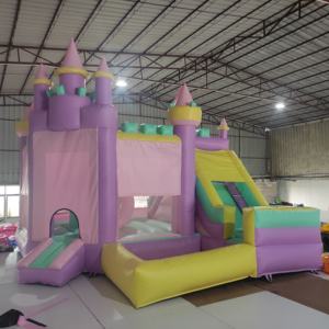 Casa de rebote inflable de PVC de 20 pies de color pastel con tobogán y piscina de bolas, castillo hinchable para saltar para alquiler de fiestas - Product Image 1