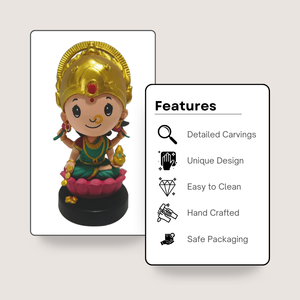 Laxmi Ji Bobblehead Dashboard Idol Resin Spiritual Car Dashboard Decoration Hindu Decorative <b>Statue</b> for Home Office Decor - Product Image 5