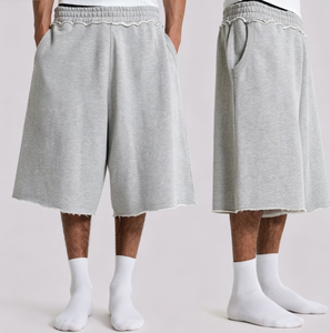 <span class=keywords><strong>Pantaloncini</strong></span> da <span class=keywords><strong>uomo</strong></span> in felpa di <span class=keywords><strong>cotone</strong></span> 100% personalizzati, 460GSM, a vita media, pesanti, ampi, tinta unita, <span class=keywords><strong>taglie</strong></span> <span class=keywords><strong>forti</strong></span>, effetto distressed, stile jogger - Product Image 1