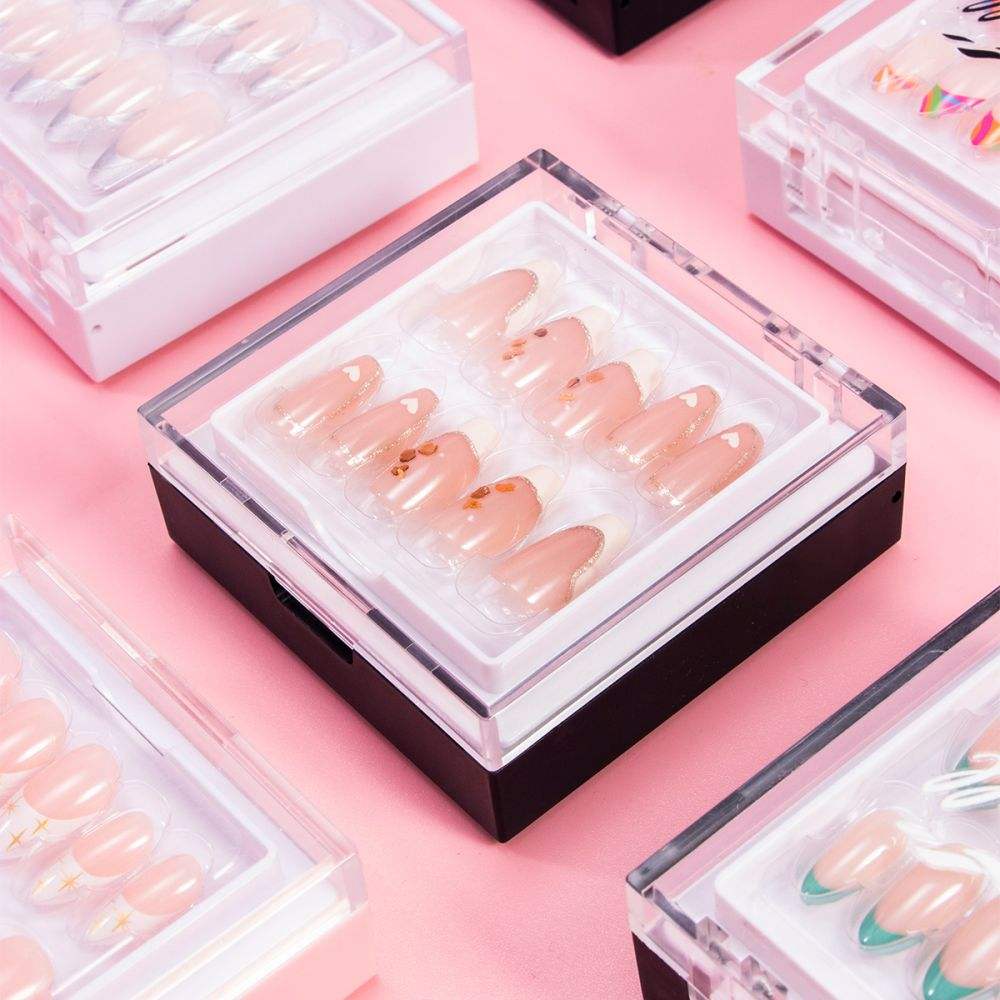 Easywell Custom Colorful French Nails Handmade Acrylic Box Artificial False Nail Fingernail Press on Nails Wholesale