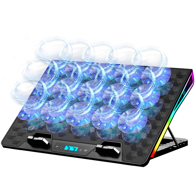 OEM&ODM Custom LOGO Ergonomic Height Adjustable Laptop Cooling Pads RGB Gaming Laptop Cooler With LCD Display Control