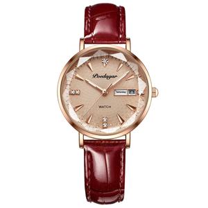 <span class=keywords><strong>Montre</strong></span> à bracelet <span class=keywords><strong>en</strong></span> cuir lumineuse étanche pour femmes de haute qualité avec mouvement à quartz boîtier <span class=keywords><strong>en</strong></span> alliage fenêtre à cadran <span class=keywords><strong>en</strong></span> verre - Product Image 5