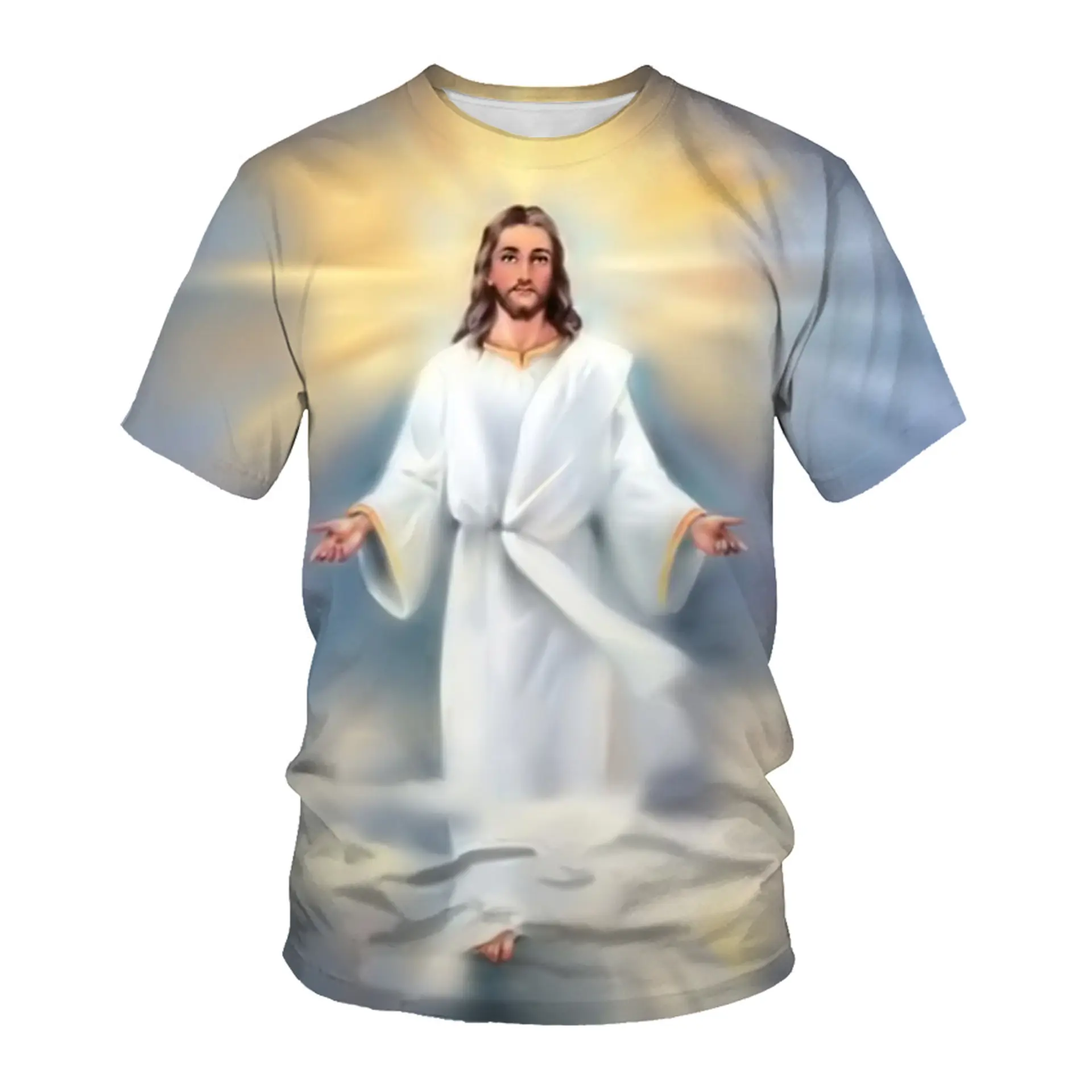 Lcool artı boyutu özel erkek İsa tişört hıristiyan t shirt tasarımları dini 3d dijital baskı T-Shirt