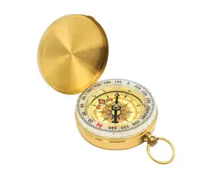 Wholesale Traveller's New Magnetic Nautical Navigation Luminous Outdoor Hiking Mini Copper Antique Brass Compass for Sale