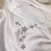 Set Perhiasan Bunga Mewah untuk Pengantin Wanita, Kalung, Anting, Gelang, dan Cincin Adjustable dengan Hiasan CZ Blossom Penuh