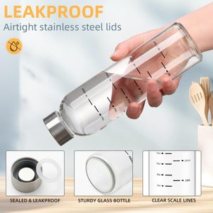 Botellas de <span class=keywords><strong>Agua</strong></span> de Vidrio Reutilizables de 17 oz, <span class=keywords><strong>a</strong></span> Prueba de Fugas, con Tapas Duraderas de Acero Inoxidable, Marcas de Medición Claras para la Hidratación Diaria - Product Image 4