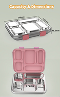 Chinesische Fabrik-Aktion: Edelstahl Bento-Box 304 Lebensmittelqualität, 5 Fächer, Auslaufsicher, Gesunde Mahlzeiten-Vorbereitung, Kinder-Lunchboxen