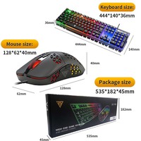 Clavier et souris de jeu bon marché, fin, avec rétroéclairage RGB, 104 touches, USB 2.0, filaire, membrane métallique, plug-and-play