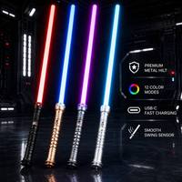 Pedang Laser Logam Nexussabers, Pedang Duel Berat Profesional dengan Suara FX, Kontrol Gerakan, Lightsaber untuk Pesta Halloween, Mainan Cosplay
