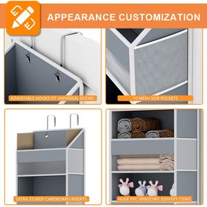 Organisateur de rangement à suspendre sur la porte avec 5 grandes poches, anti-basculement, capacité de charge de 44 lb pour chambre, salle de bain, garde-manger - Product Image 2