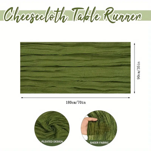 2er-Pack 3 Meter Käsetuch-Tischläufer Olivgrün Gaze Lange Tischläufer für Hochzeit Party Tischdekoration (35 x 120 Zoll) - Product Image 5