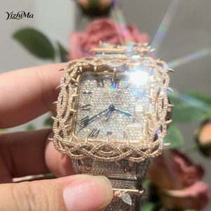 <span class=keywords><strong>Orologio</strong></span> <span class=keywords><strong>Automatico</strong></span> <span class=keywords><strong>Unisex</strong></span> di Lusso con Logo Personalizzato, Cassa Quadrata in Moissanite VVS, Movimento ETA, Stile Spinoso in Oro Rosa, Diamanti Ghiacciati Hip-hop - Product Image 2