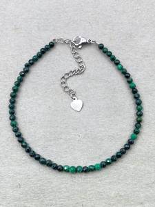 Pulsera de Malaquita Facetada, Joyería Delicada con Piedras Preciosas, Cuentas Microfacetadas, Pulsera de Cristal, Joyería Minimalista, Pequeñas Piedras Preciosas - Product Image 3